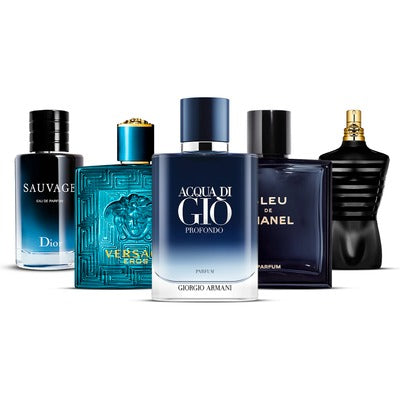 Combination of 5 men's perfumes – Sauvage, Versace Eros, Acqua di Giò Profondo, Bleu de Chanel and Le Male [100 ml each]